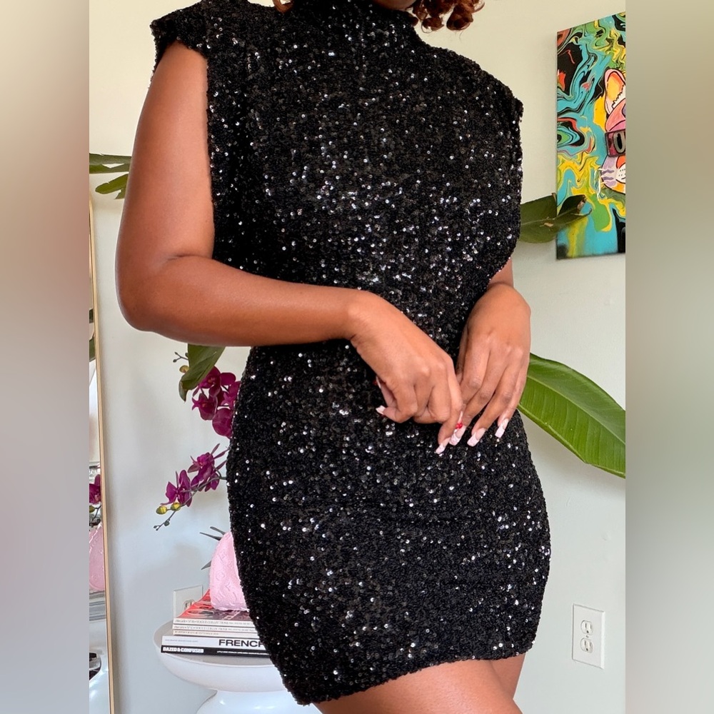 Zara Black Sequin Mini Dress